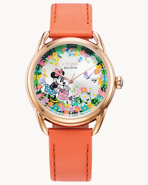 Gardening Minnie Silver-Tone Dial Leather Strap FE6087-04W | CITIZEN Gardening Minnie Silver-Tone Dial Leather Strap FE6087-04W | CITIZEN
